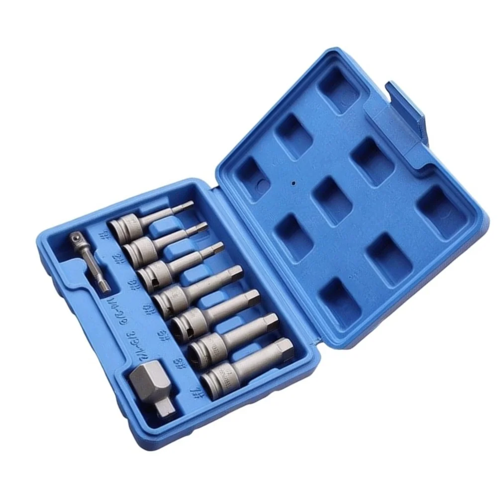 Broken Screw Extractor 9PCS HSS Set for 3/8 inch Drive Manual Operation Compatible with Hand Drills and Wrenches