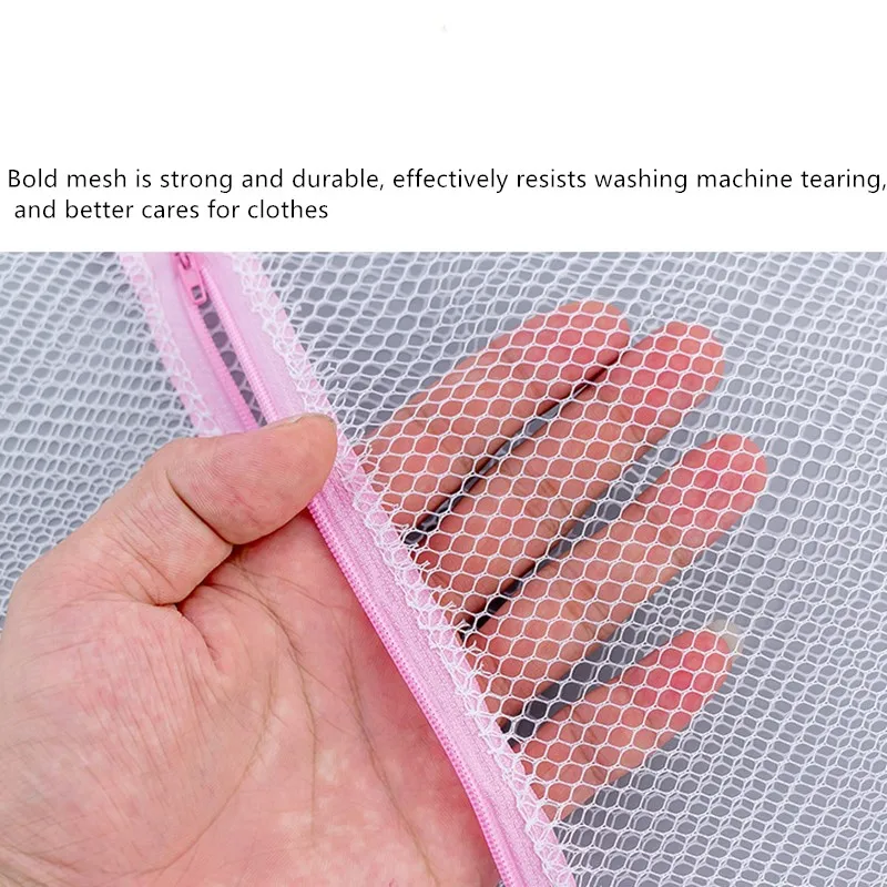 3 Size Zippered Mesh Laundry Wash Bag Foldable Thicken Delicates Underwear Washing Machine Clothes Laundry Protect Coarse Net