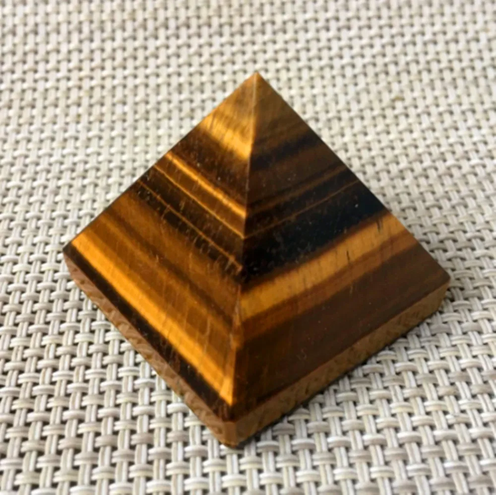 Natural Tiger Eye Crystal Pyramid, Gemstone Meditation, Egyptian Pyramid, Chakra Healing, 40mm