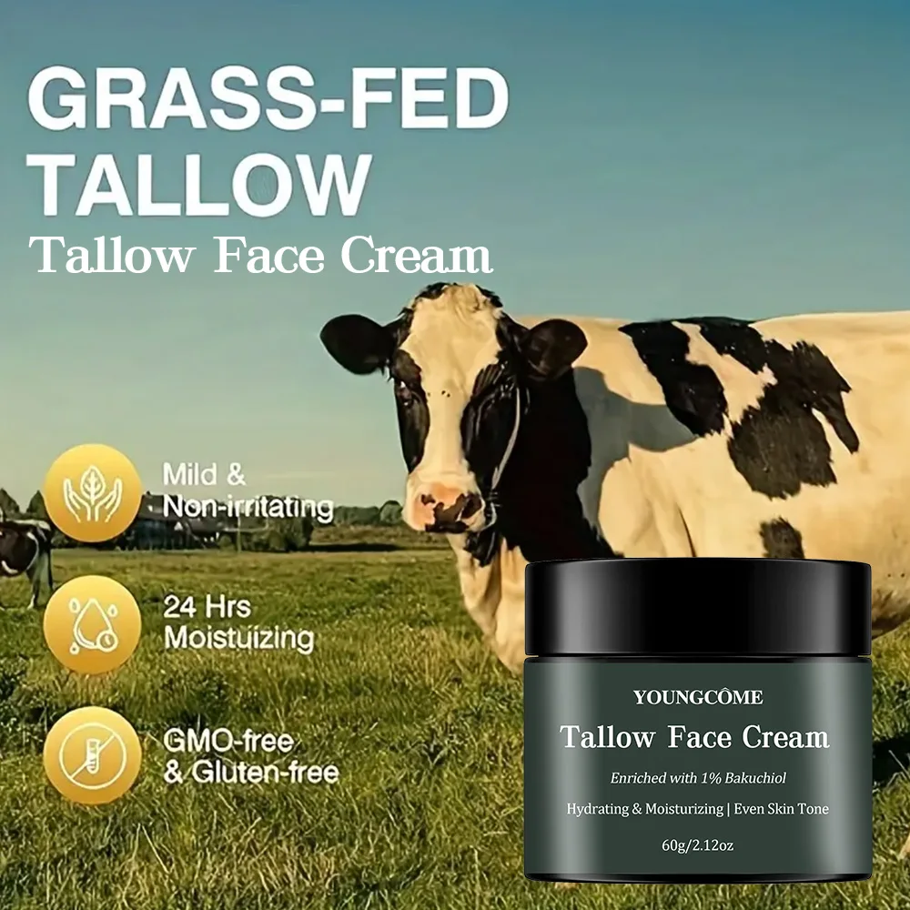 Grass Fed Grass Finished Whipped Vanilla Beef Tallow Moisturizer,Anti-Wrinkle Moisturizing Anti-Aging Shrink Pores Whitening