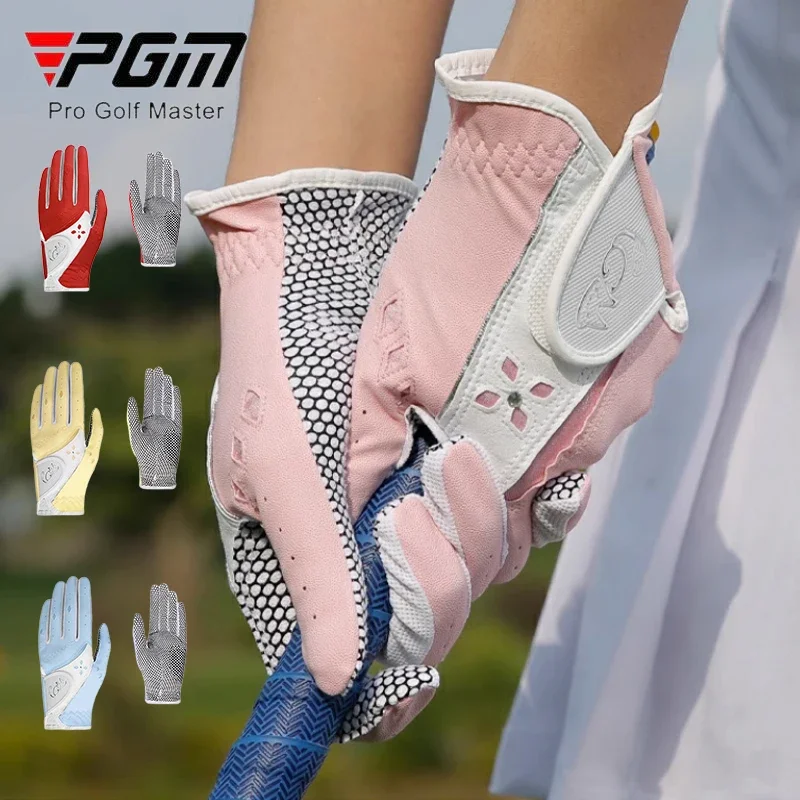 

PGM 1 Pair Women Anti-Slip Granules Golf Gloves Ladies Breathable Left and Right Hand Mittens Hiking Sport Golf Gloves Sunscreen