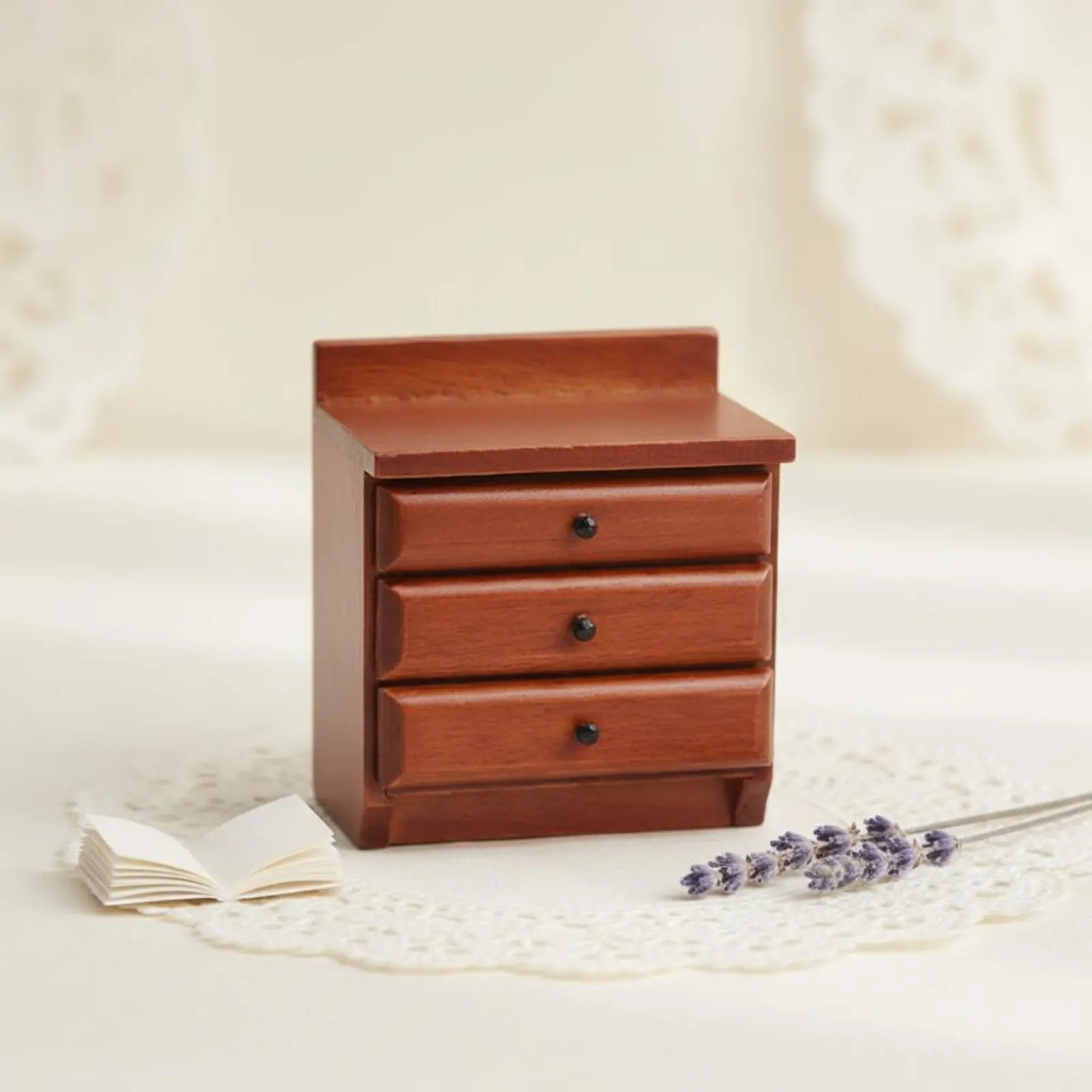 

1:12 Scale Nightstand Realistic Look Dollhouse Nightstand 1:12 Scale Bedside Table Lifelike Design Miniature Furniture