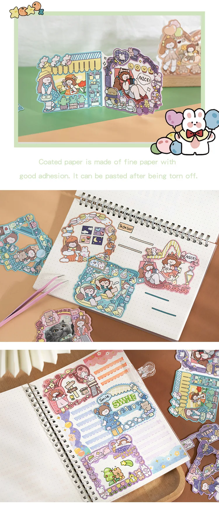 15pcs/bag Photo Frame Sticker Package Ago's Assembly Day Series Cute Hand Account Material Decorative Stickers