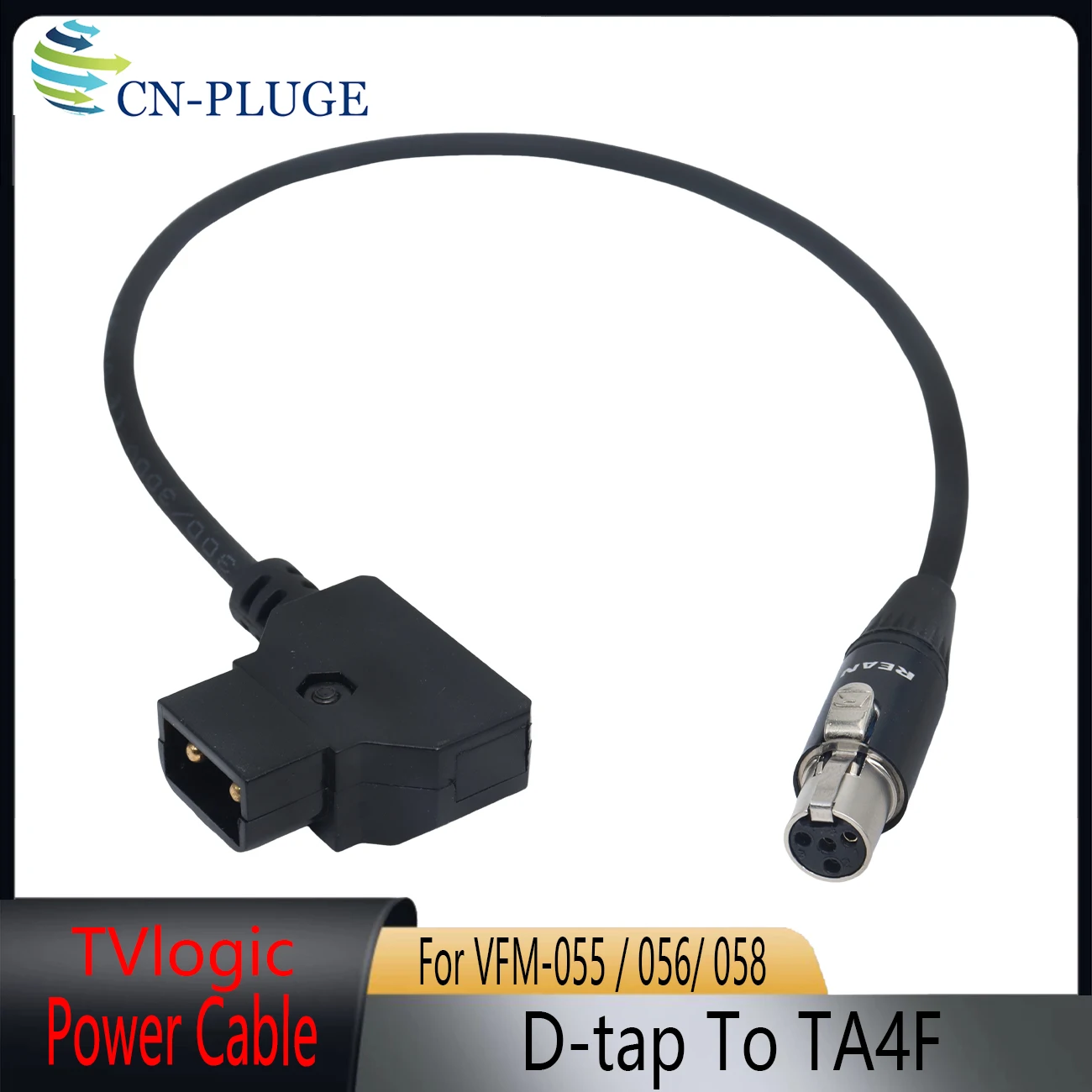 D-tap to TA4F 4pin Mini XLR Power Cable for TVLogic VFM-056W VFM-058W F-7H Monitor