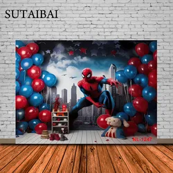 The Avengers Superhero Spiderman Photography Backdrop for Boy Kids Happy Birthday Party Background Baby Shower Photo Studio