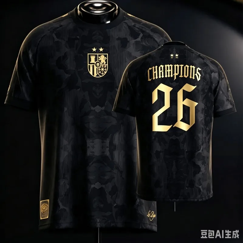 2026 Spain Champions Inspired 3D Print Soccer Jersey Red Navy Raglan Short Sleeve Unisex Quick Dry Football Fan Casual T-shirt