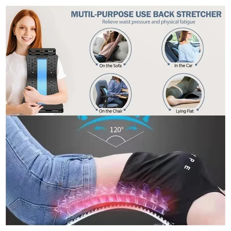 Home Back and Lumbar Stretching Device Yoga Fitness Waist Stretching Massager Back Exercise Traction Back Opening Device