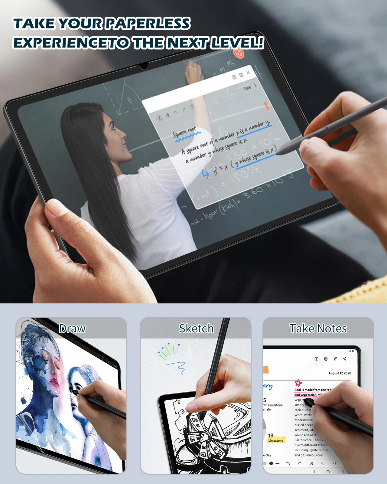 2Pack Anti Glare PET Screen Protector Film For Galaxy Tab A9+ 11 inch Paper Screen Protector for Samsung Galaxy Tab A9 Plus 2023