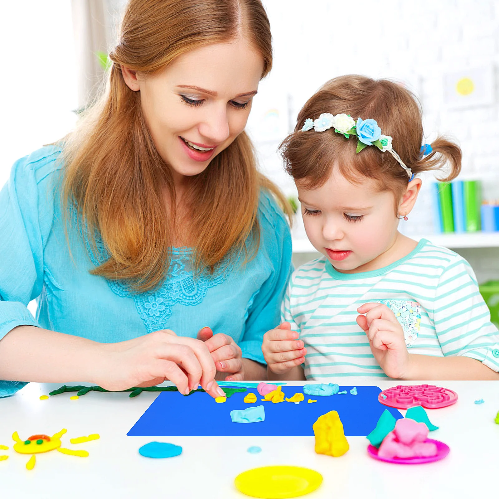 

4pcs Kids Silicone Clay Mat Smooth Non-Stick Surface Keeps Table For Plasticine Play Handmade Art Craft Activities