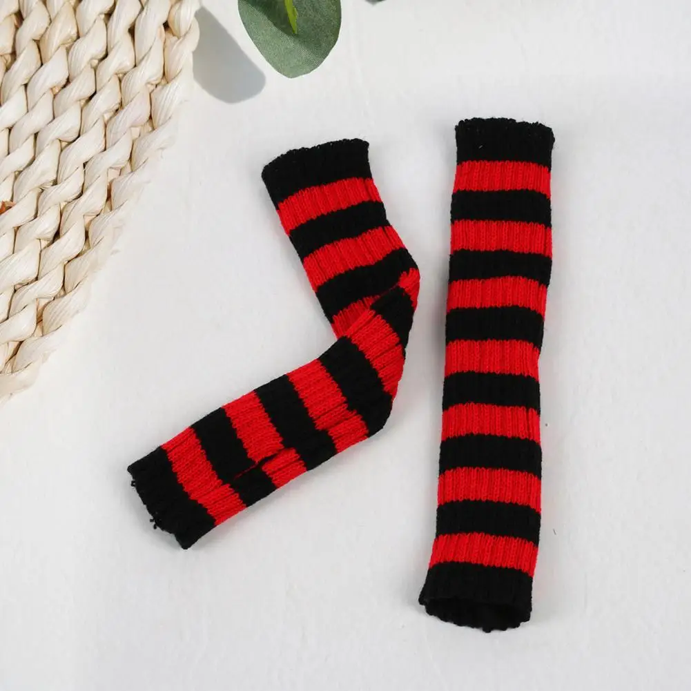 1 Pair   Mid-length woolen autumn and winter Christmas warm striped gloves for men and women