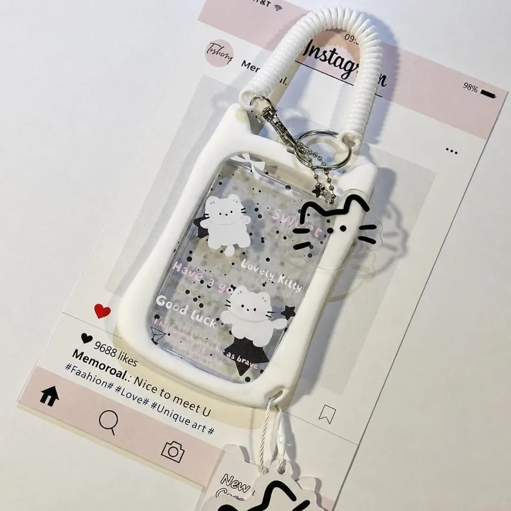 Transparent Photo Card Keychain Cartoon Hanging Rope Student ID Card Cover Waterproof Durable Photocard Binder Subway