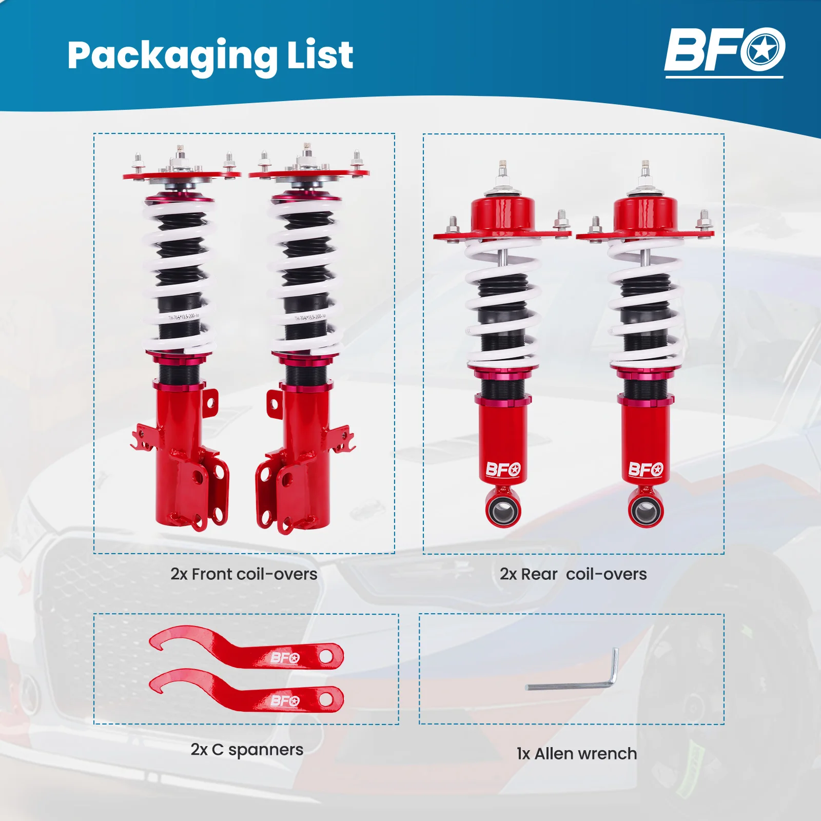 Coilover Shock Absorber For Toyota Corolla E140 E160 ZRE142L 09-13 Adj. Height