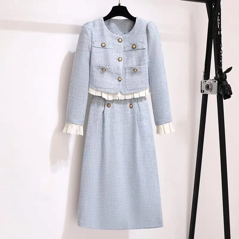 2023 Fall Winter Two Piece Sets for women Jacket Coat +Long skirt 2 piece sets women outfit conjuntos femininos elegantes