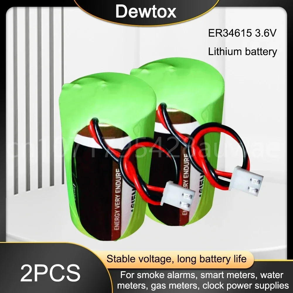 2PCS Original NEW ER34615M 34615 D Size 3.6V 19000mAh Gas Meter Eddy Current Meter Lithium Battery with Plug