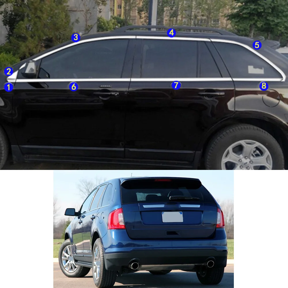 

For Ford EDGE 2010 2011 2012 2013 2014 Car Styling Sticker Garnish Pillar Window Middle Strip Trim Frame Hoods Parts