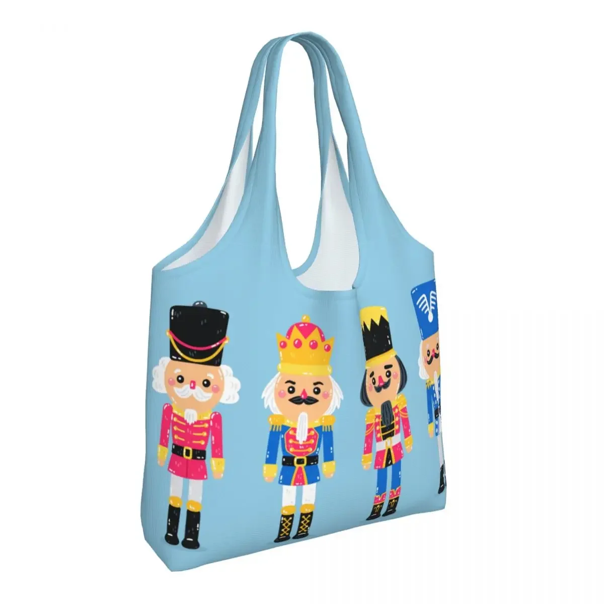 Toy Soldier Christmas Nutcracker Gift Groceries Shopping Tote Bags Women Canvas Shoulder Shopper Bag Big Capacity Handbag