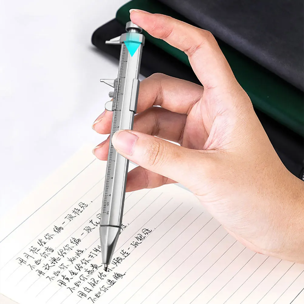 5-1PCS Caliper Type Ballpoint Pen Durable 2in1 Precise Measurement Range Multifunction Vernier Bullet-tip Design Roller Ball Pen
