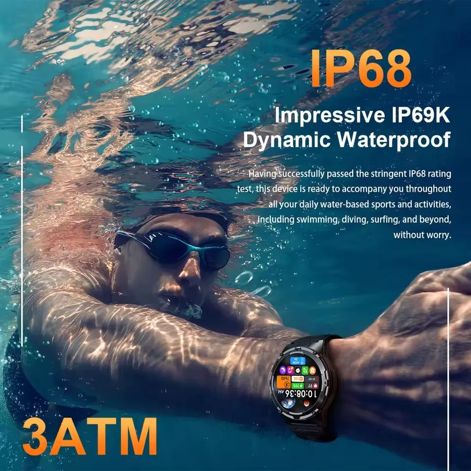 جديد NFC في الهواء الطلق العسكرية Smartwatch الرجال الرياضة لتحديد المواقع المسار IP68 مقاوم للماء ساعة مراقبة الصحة BT دعوة سوار 365nm UV + الأشعة تحت الحمراء