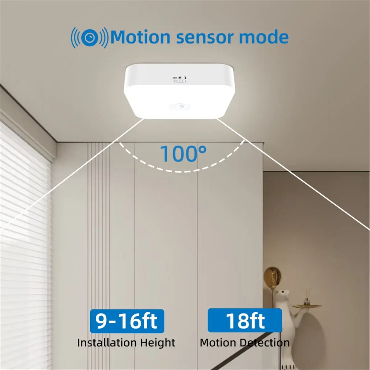 feelfeel Motion Sensor Ceiling Light, Wireless LED Closet Light with Auto-on/Off, 100° Detection, for Closet Pantry Laundry