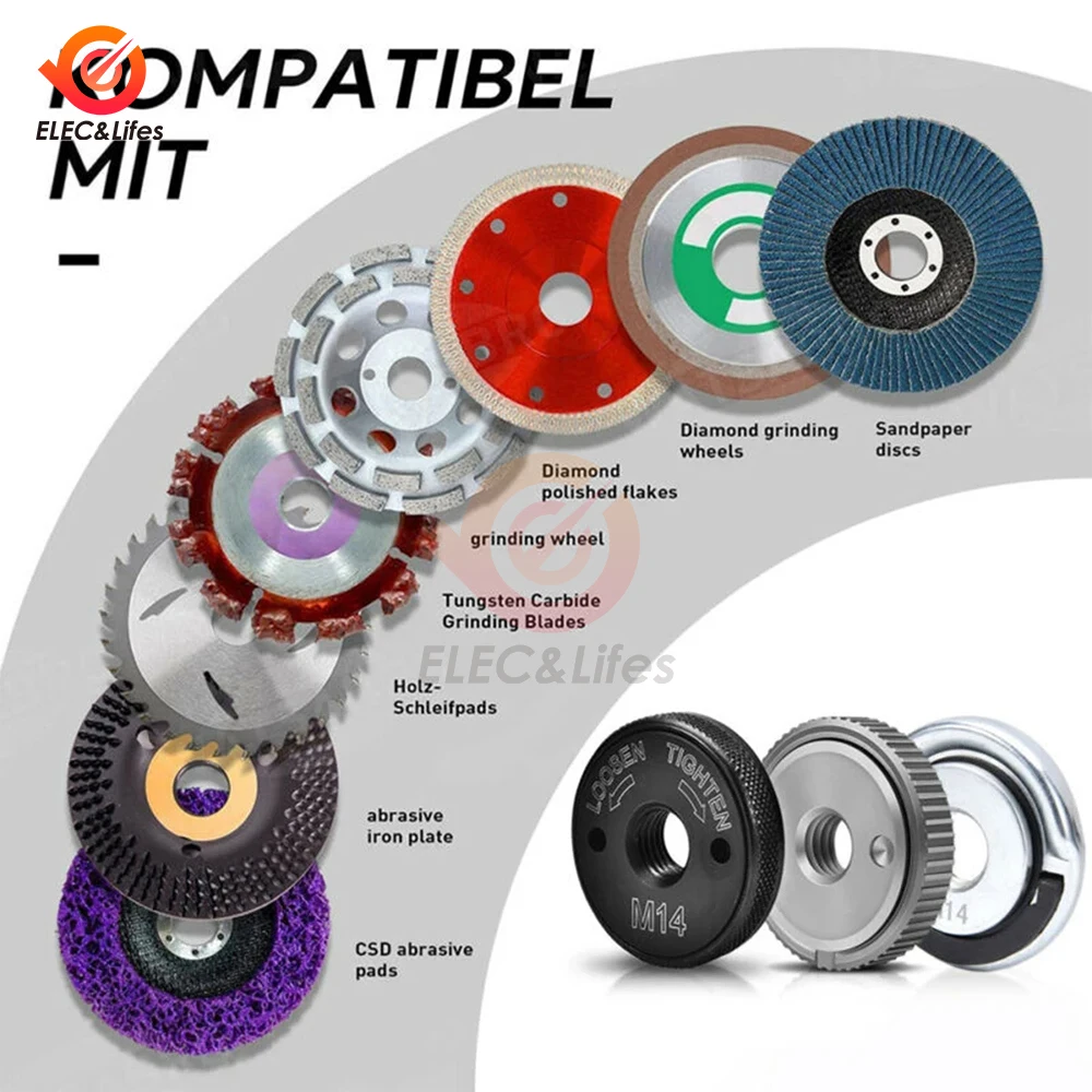 M14 14mm 각도 연마기 빠른 분해 자물쇠 연마기 압판 플랜지 너트 동력 카드 디스크