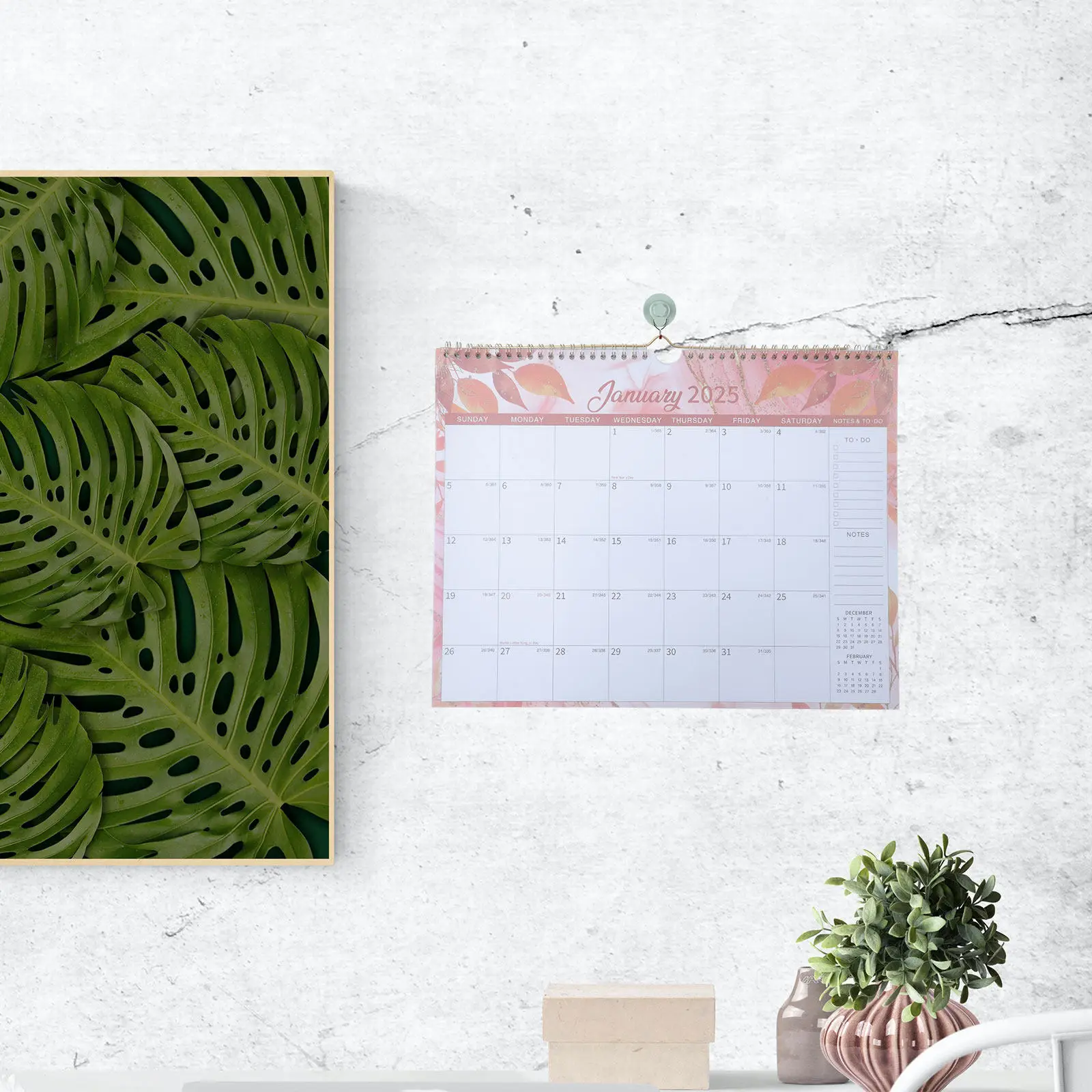 

Большой настольный офисный календарь, настенный календарь с цветочным узором, семейный ежемесячный планировщик, календари