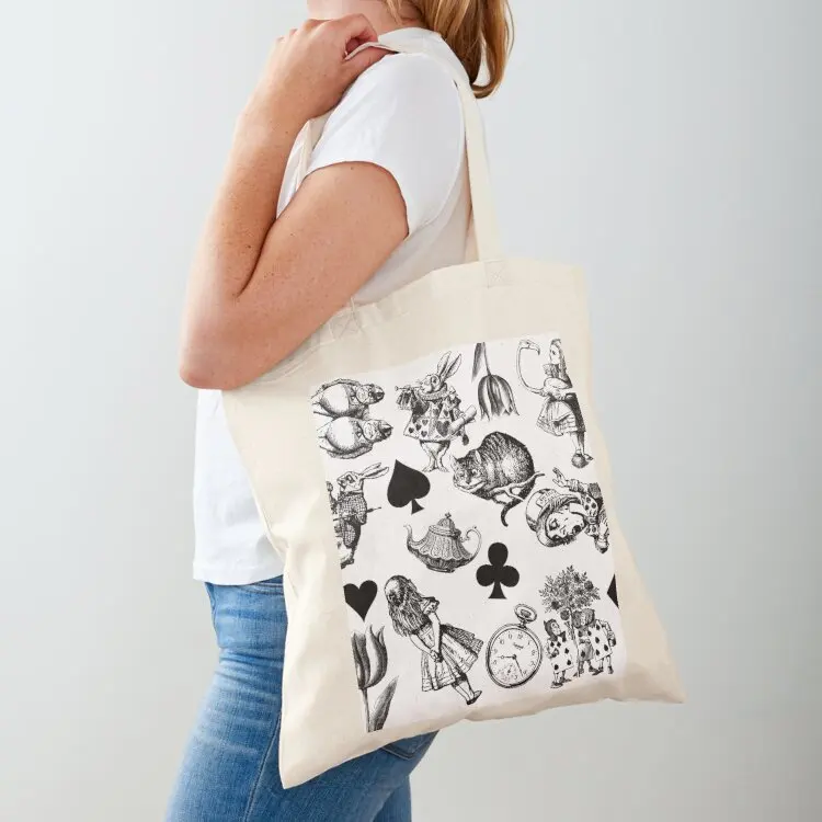 Alice's Adventures in Wonderland White Rabbit Mad Hatter Tote Bag