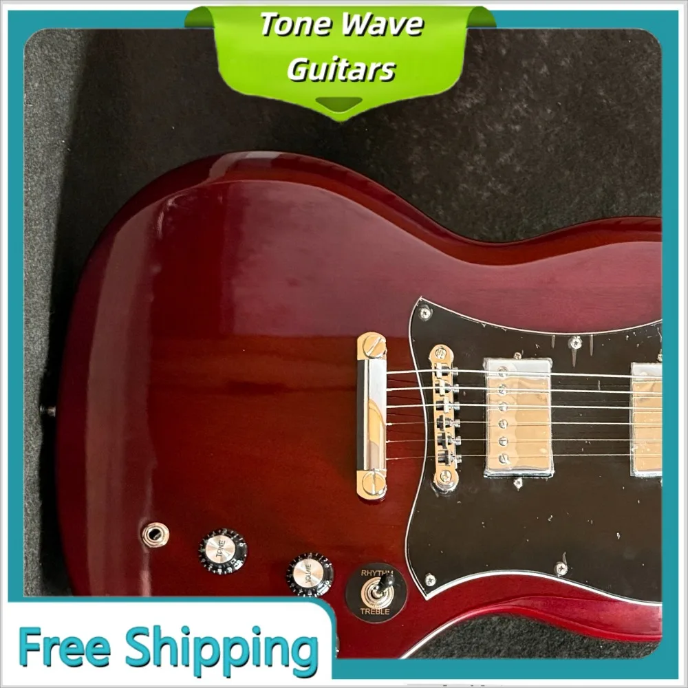 

Red SG Style Electric Guitar 22 Frets Mahogany Body Rosewood Fingerboard HH Humbucker Pickups Fixed Bridge Vintage Collectors