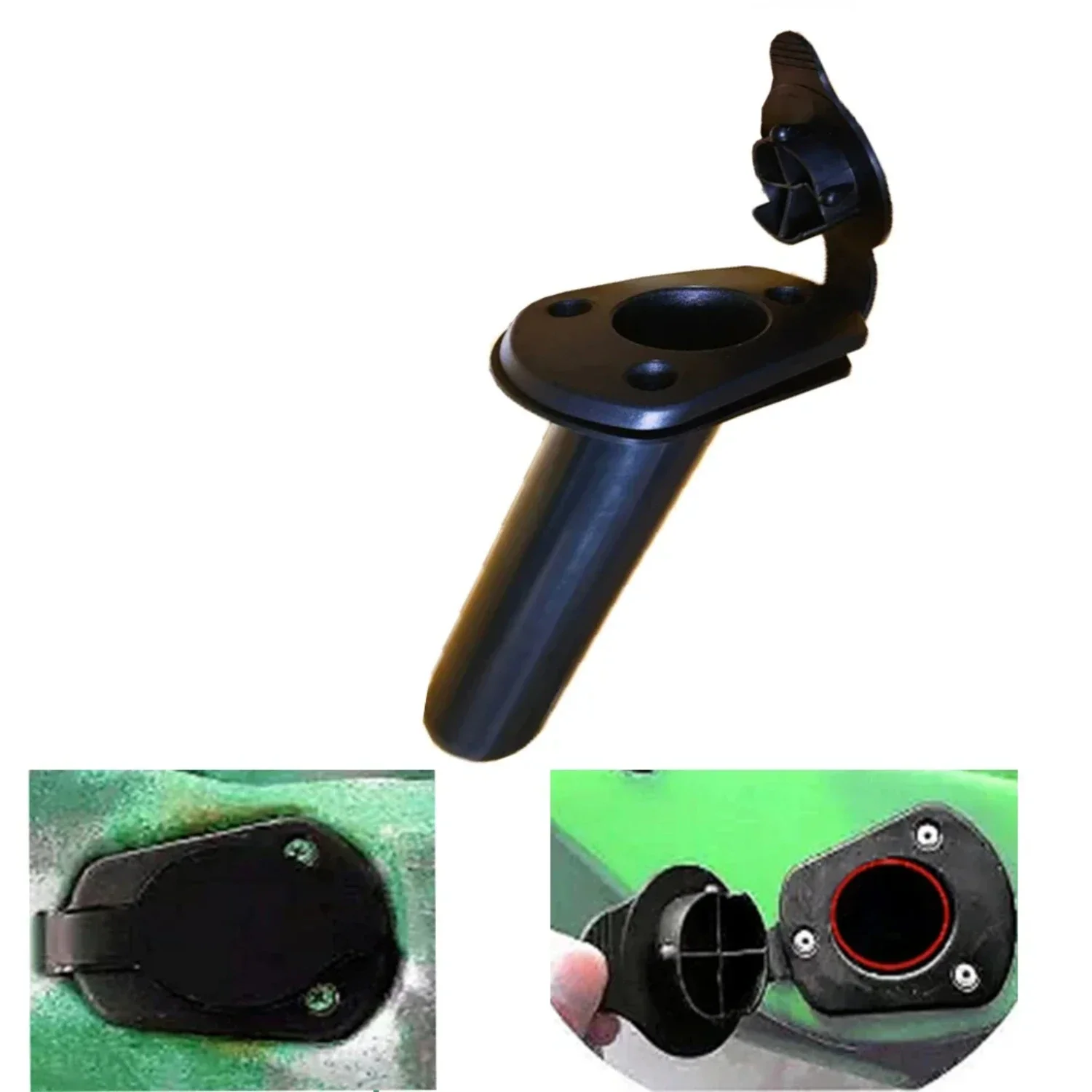 1Set Plastic Flush Mount Fishing Rod Holder  Gasket Kayak Boat Canoe Tackle Black