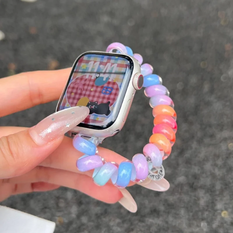 Buntes Dopamin-Gummy-Spiralband, geeignet für Apple Watch iWatch 11 Generation 9 8 7 6 5 4 Ultra/SE