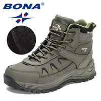 BONA 2023 New Designers High Top Hiking Shoes Men Anti-Slip Outdoor Climbing Trekking Shoes Man Tactical Plush Winter BootsBoots