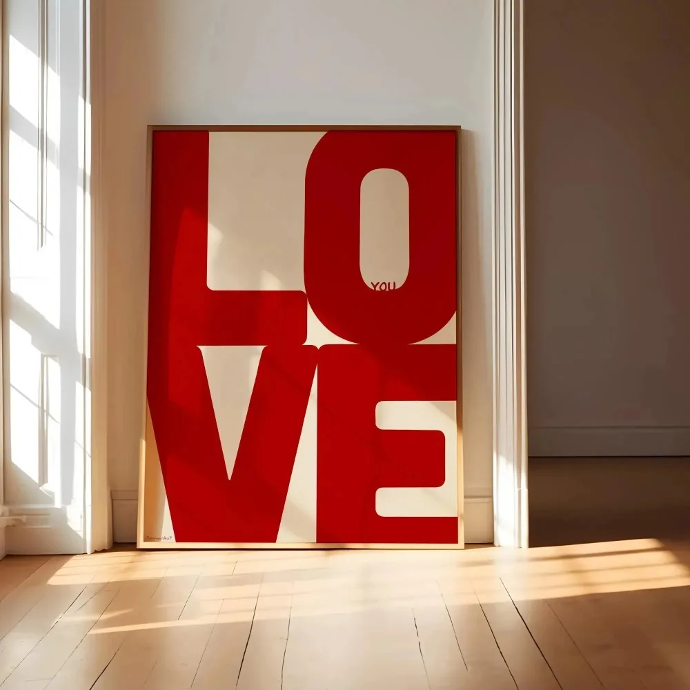 Schicke blaue rote Liebes-Leinwanddrucke, minimalistisches Valentinstag-Wandkunst-Poster für modernes Wohnzimmer und Heimdekoration, Weihnachtsgeschenk