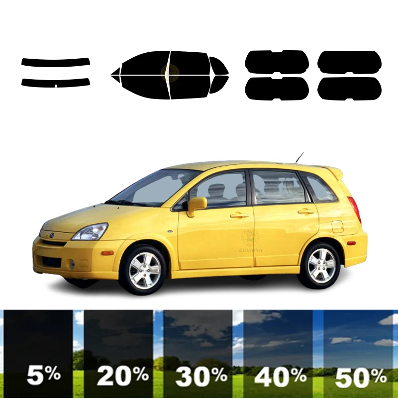 precut Removable Window Tint Film For Car 100% UVR 5%-35%VLT Heat Insulation Carbon ﻿For SUZUKI AERIO 4 DR HATCH 2002-2007