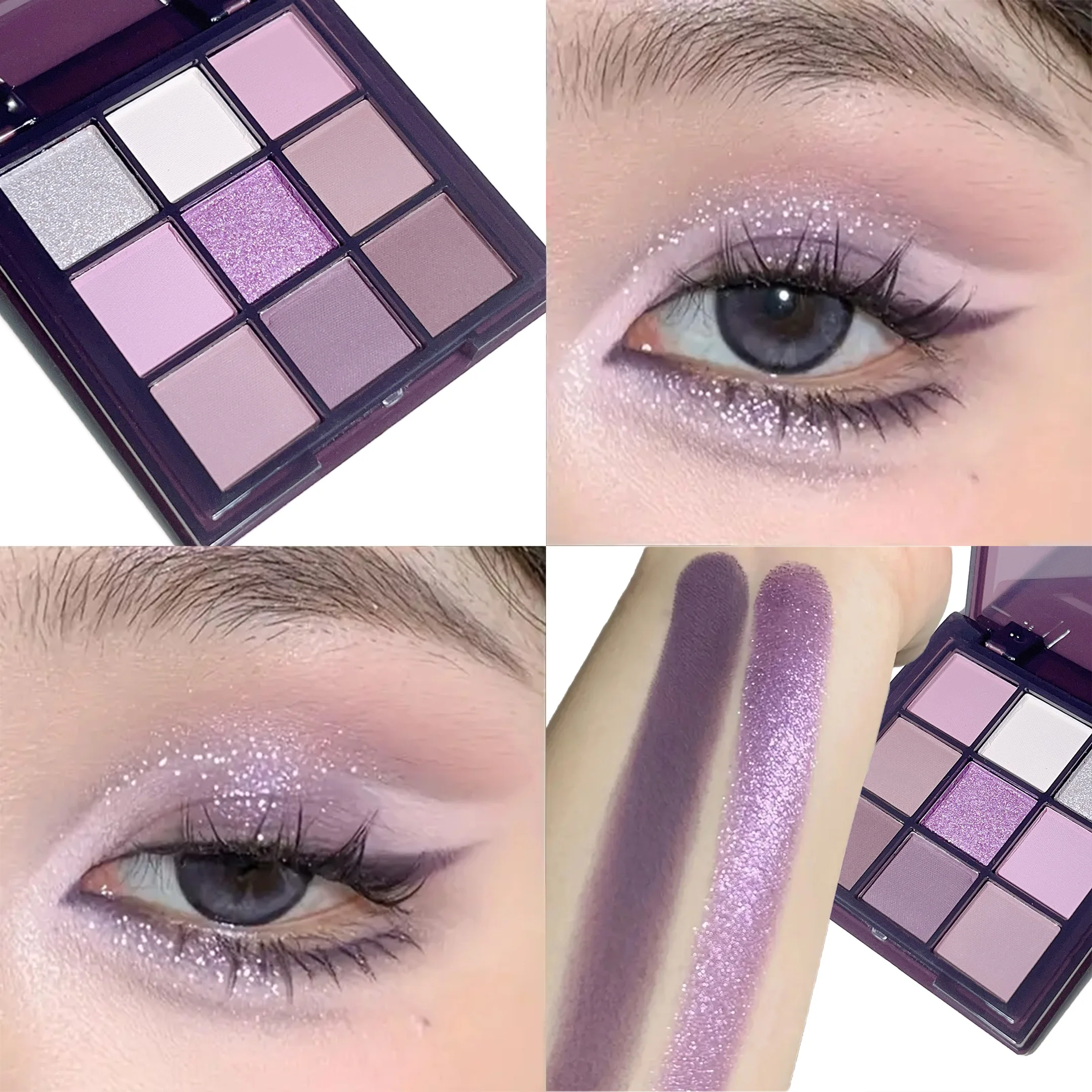 Purple Eyeshadow Palette -9 natural and shimmery finish colors for a long-lasting smoky eye makeup