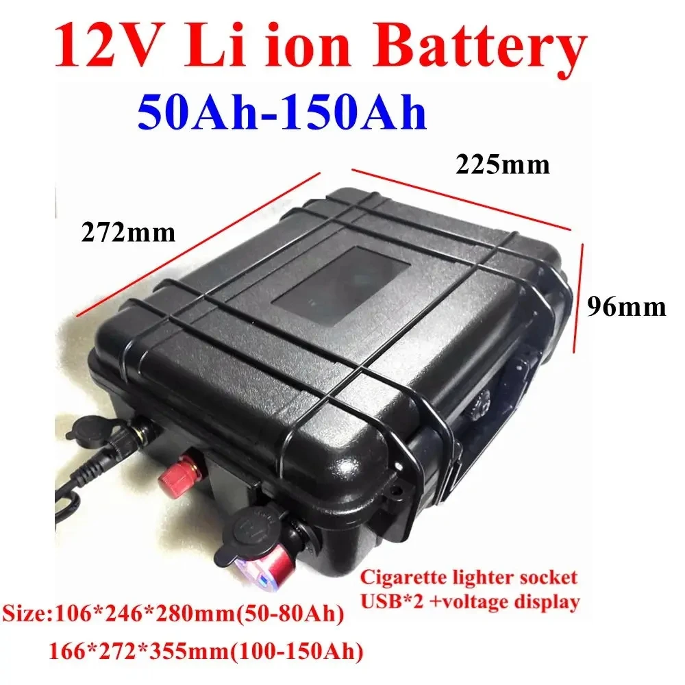 12V 100Ah 150Ah 120Ah 80Ah 60Ah 50Ah Lithium Li Ion Battery Pack For Propeller Golf Cart Fishing Finder Boats+Charger