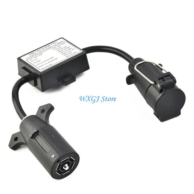 

37JE Trailer Connector Light Converter US Vehicle 7Pin Blade Socket to EU 7Pin
