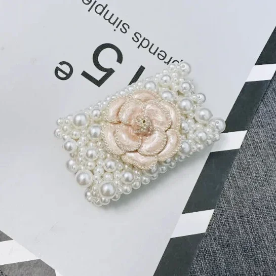 Big Camellia Flower Pearl Bracelt Elastic Bangle Accessories