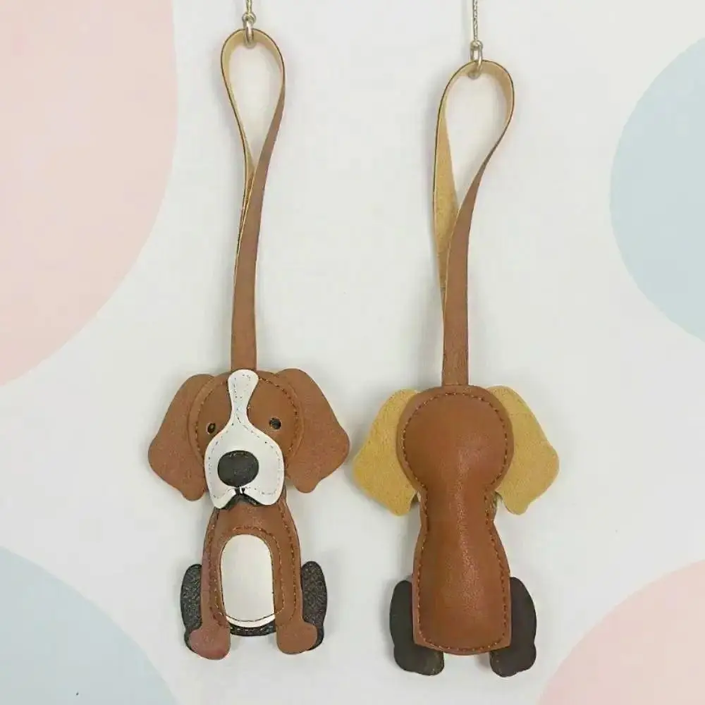 

Lovely Hanger Border Collie Leather Pendant Cartoon Charm Pu Leather Dog Keychain Fashion Handmade Bag Pendant Car Accessory