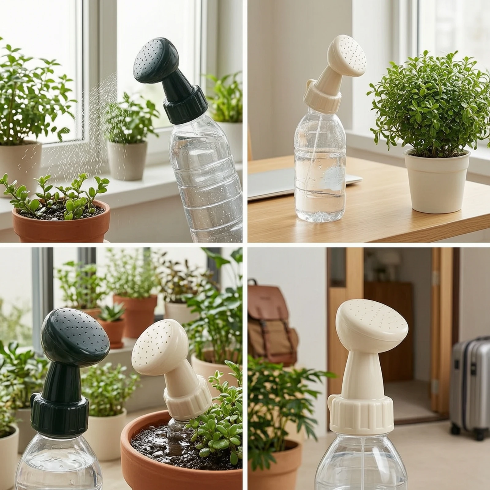2 Pieces Bottle-Mounted Waterer Automatic Bottle Cap Sprinkler Watering Nozzle with Screw Base Perforated Watering Sprinkler