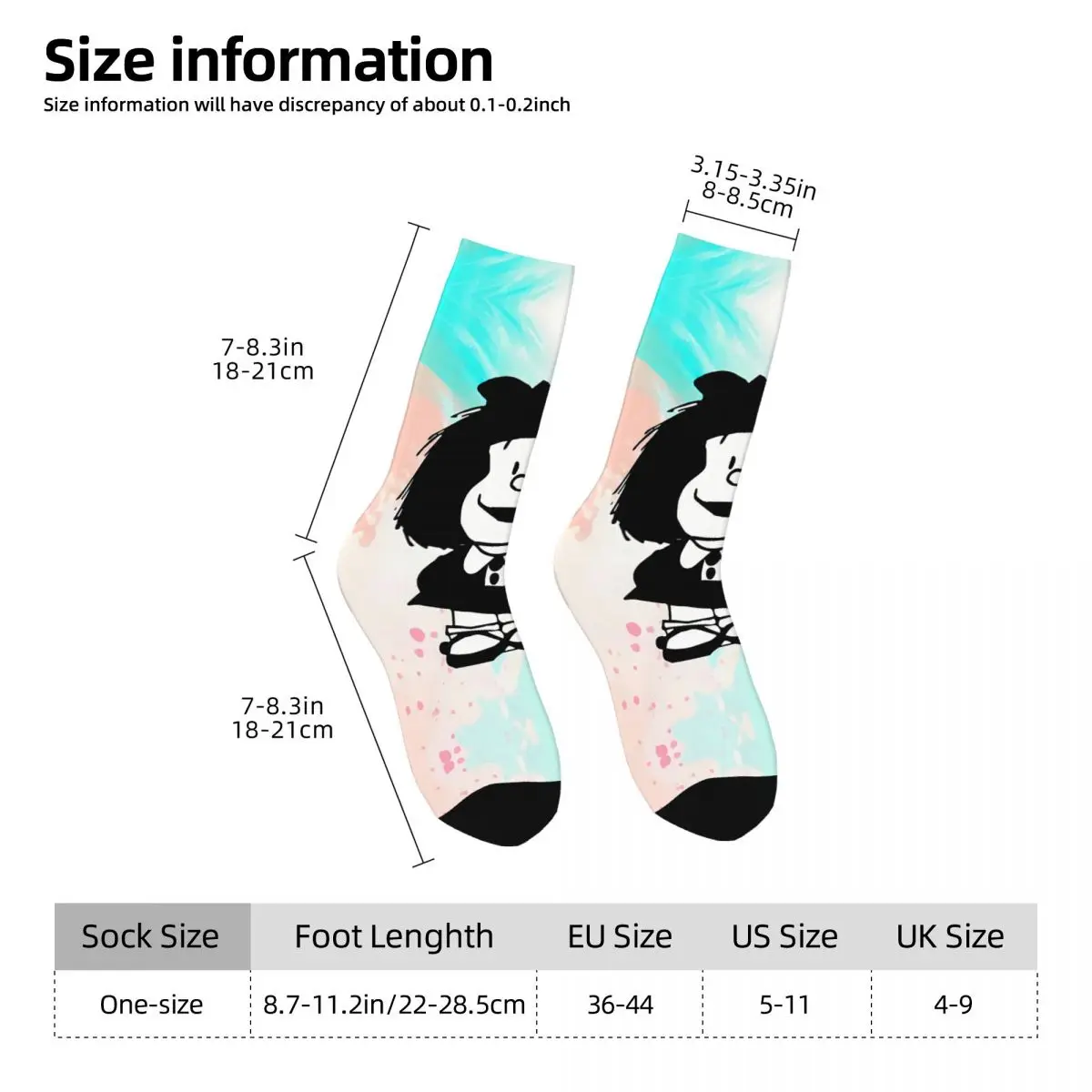 Be Happy Mafalda Kawaii Socks Sports Cartoon Pattern Socks