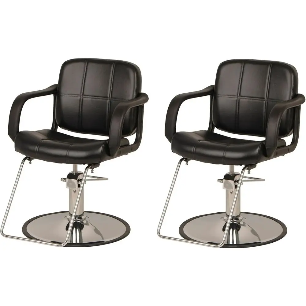 

Set of 2 Styling Chairs with Extra-Wide Seats, 360° Swivel, Adjustable Hydraulic Pump, Heavy-Duty Chrome Base, Suitable for Salo