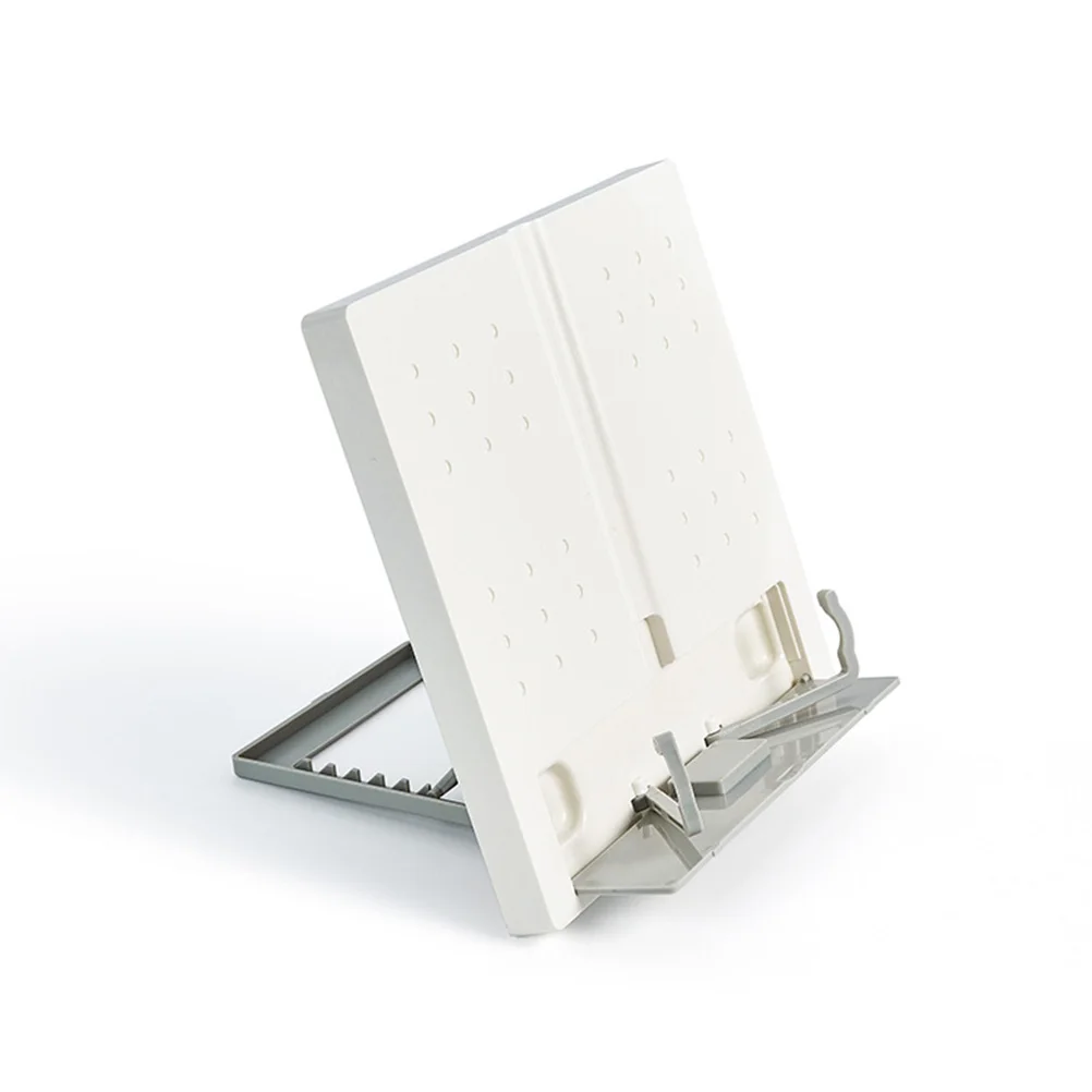 

White Adjustable Reading Stand Book Laptop Holder Foldable Multi-Use Portable Study Desk Organizer for Textbooks Recipes Music