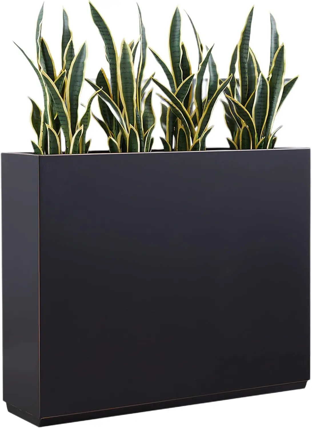 Metallic Heavy Planter for Outdoor Plants, 38Lx10Wx30H Inches Tall and Long Metal Divider Planter Box with Hand Brushed Gold