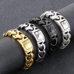 KALEN High Polished Arrow Shaped Bracelets Men Black/Gold Color Stainless Steel Bike Chain Bilezik Boho Male Jewelry Accessories