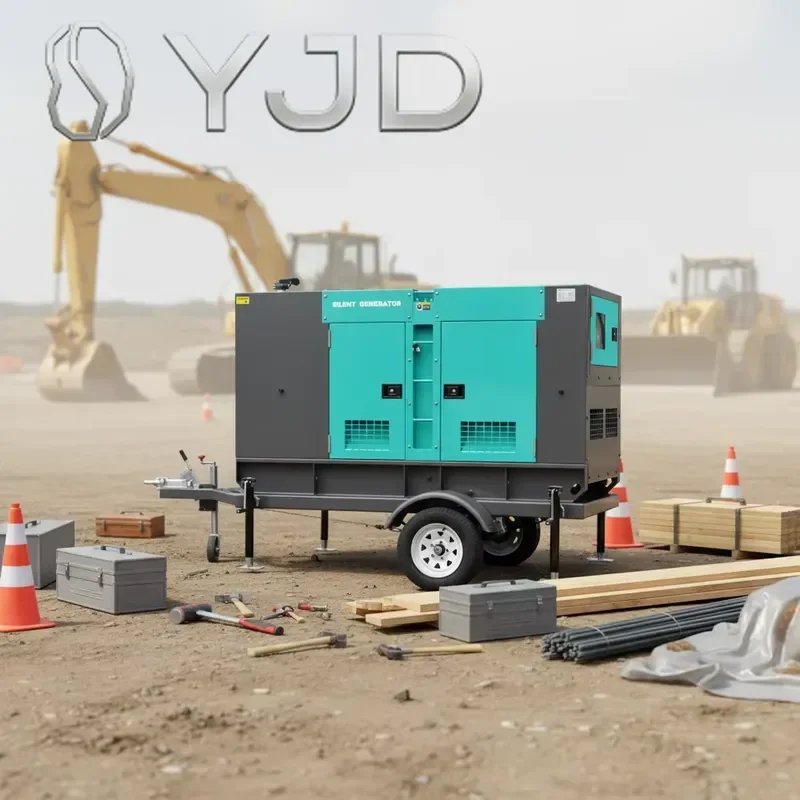 YJD Mobile Trailer Silent Type Portable Diesel Genset 300KW Brushless Auto Start ATS AC Single Phase 24V DC Generator