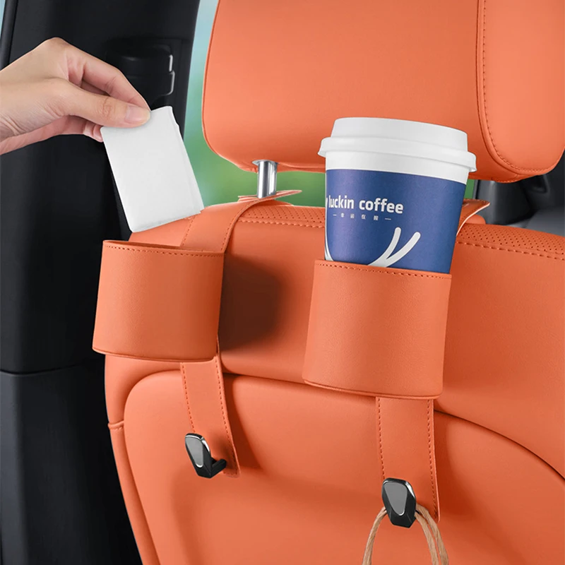 

2Pcs Car Back Seat Hook Organizer, Multifunctional Cup Holder & Garbage Bin, Universal Fit, Eco-Friendly, Strong Load