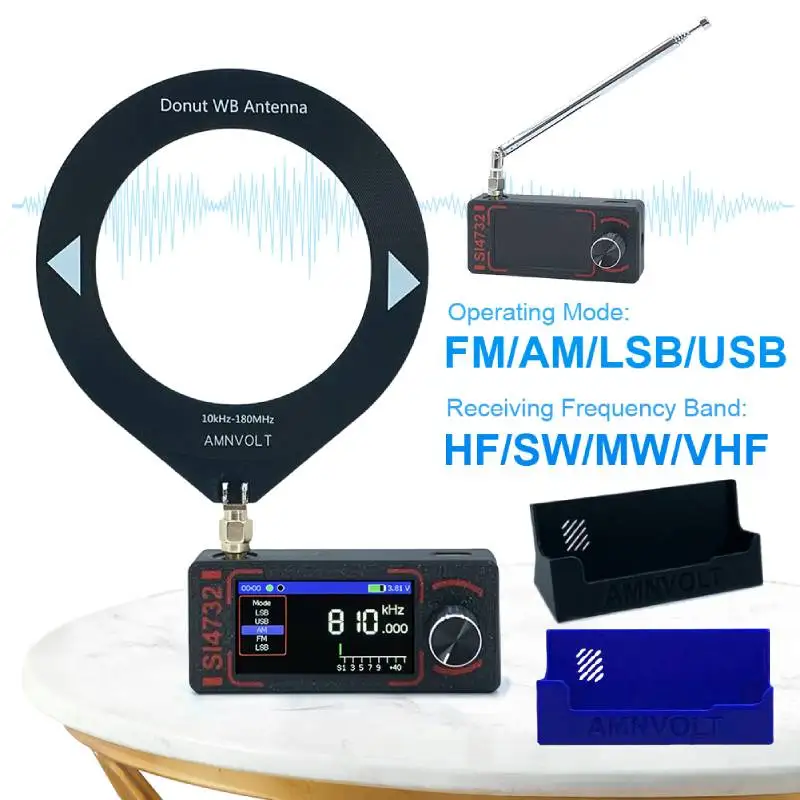 جديد SI4732 0.5-108 ميجا هرتز جيب SSB راديو صغير LSB USB AM FM جميع الموجات راديو استقبال ESP-32-S3 دونات WB هوائي/هوائي تليسكوبي