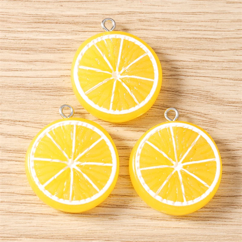 10 Stück Niedliche Fruchtscheiben-Anhänger aus Harz, Orange- und Wassermelonen-Charms für Schmuckherstellung, Halsketten, Ohrringe, DIY-Bastelbedarf – Detail 5