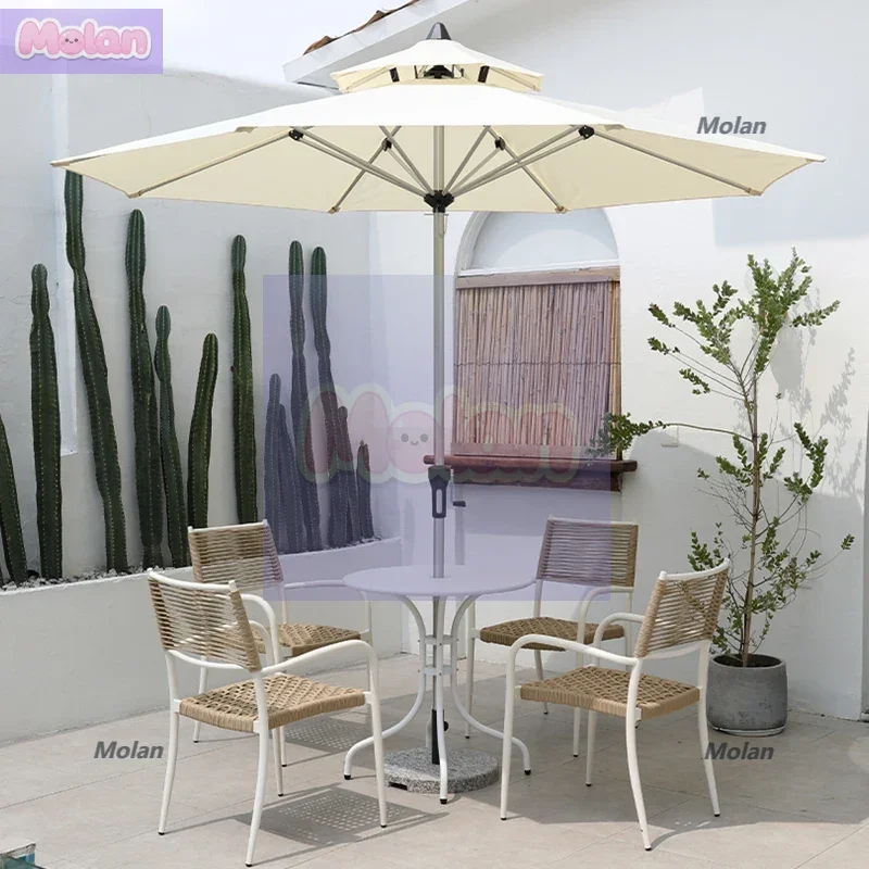 

Outdoor Parasol Aluminum Alloy Central Pillar Umbrella Garden Umbrella Milk Tea Shop Outdoor Commercial Tables and Chairs with U
