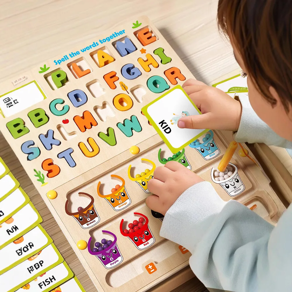 Wooden Maze Children Educational Toys Spelling Words Table Board Game Parent-Children Interactive Brain Game