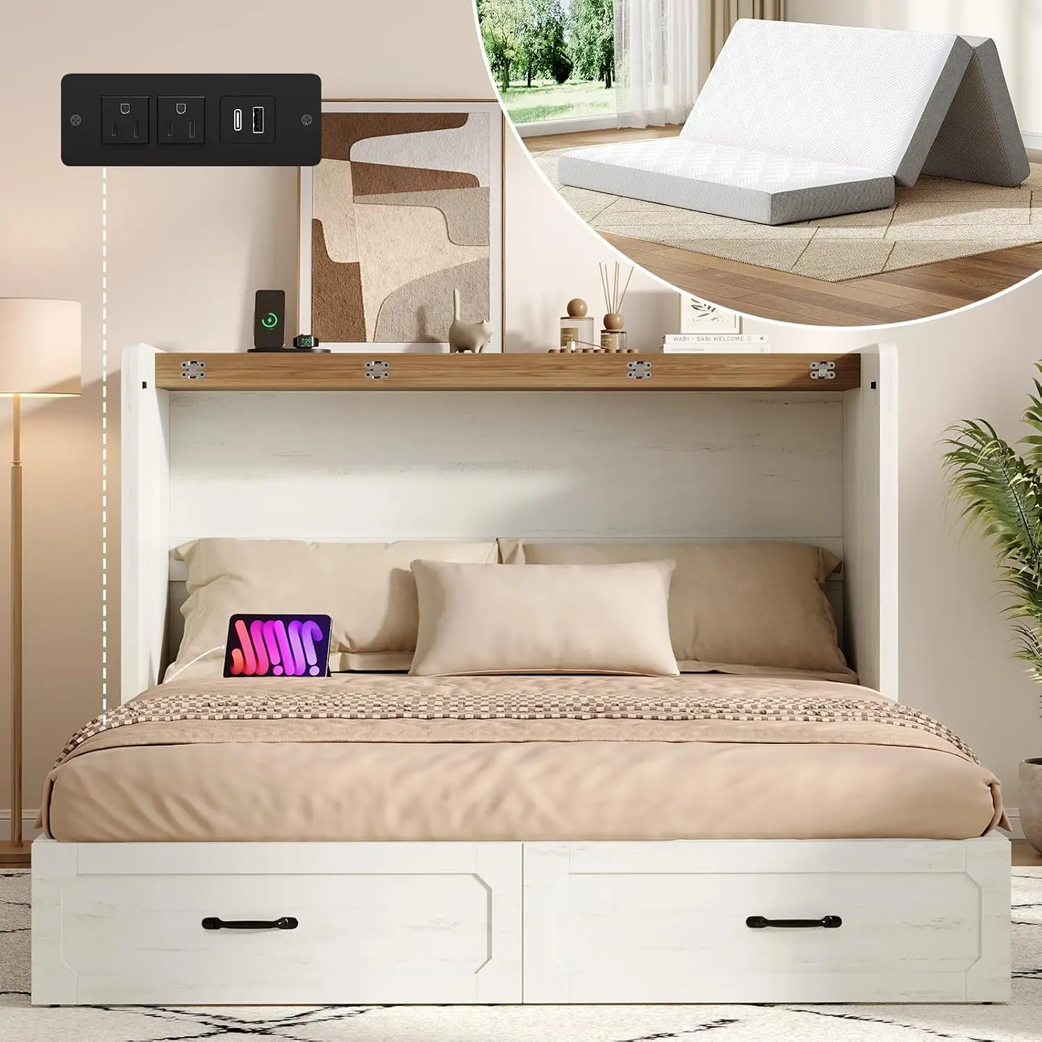 Queen Murphy Bed with 4